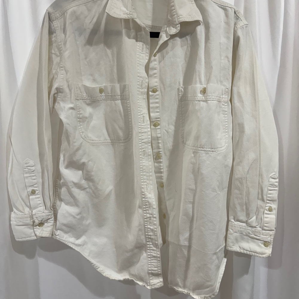 Vintage Anchor Men's M White Striped Long Sleeve